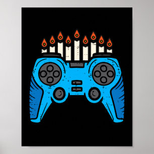 Jewish Video Game Gamer Hanukkah Chanukah Men Boy Poster