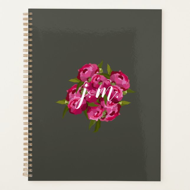 Jewl Tone Peony Personalized Planner (Front)