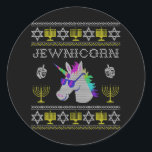 Jewnicorn Funny Jewish Unicorn Hanukkah Chanukah Classic Round Sticker<br><div class="desc">Jewnicorn Funny Jewish Unicorn Hanukkah Chanukah</div>