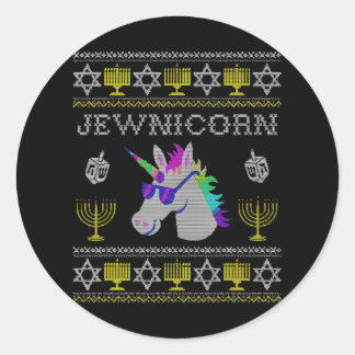 Jewnicorn Funny Jewish Unicorn Hanukkah Chanukah Classic Round Sticker