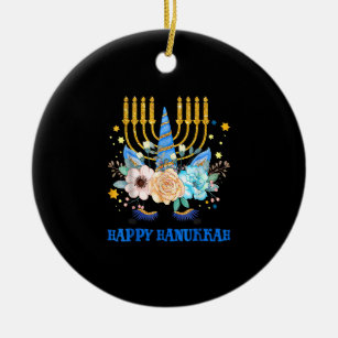 Jewnicorn Jewish Unicorn Chanukah Happy Hanukkah K Ceramic Ornament