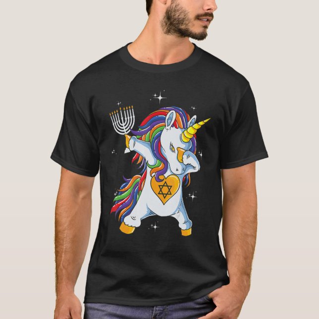 Jewnicorn Jewish Unicorn Hanukkah Pajama 1 T-Shirt (Front)