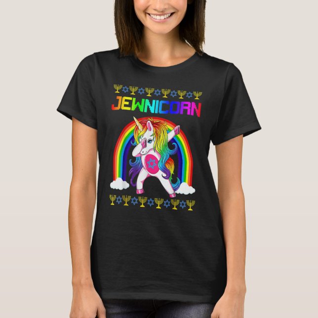 Jewnicorn Ugly Hanukkah Sweater Dabbing Unicorn Ch (Front)