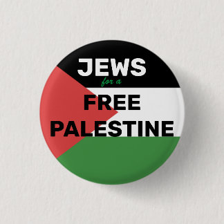 JEWS FOR A FREE PALESTINE FLAG RED BLACK GREEN  1 INCH ROUND BUTTON