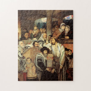 Jews Praying by Maurycy Goettlieb - Circa 1878 Jigsaw Puzzle