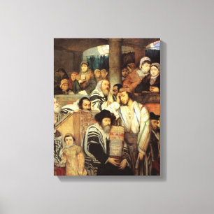 Jews Praying in the Synagogue on Yom Kippur Canvas Print