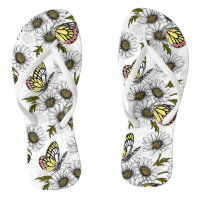Jezebel butterflies and daisy flowers on white