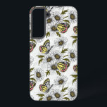 Jezebel butterflies and daisy flowers on white samsung galaxy case<br><div class="desc">Hand drawn vector pattern with jezebel butterflies and daisy flowers</div>