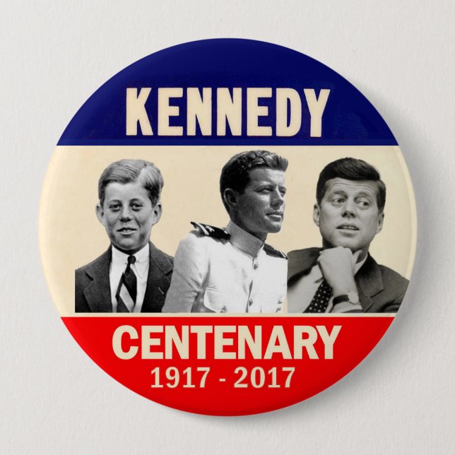 JFK 100th Birthday 4 Inch Round Button (Front)