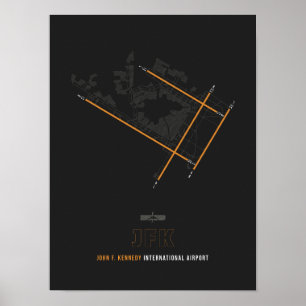 JFK - John F. Kennedy Airport Runway Diagram Poster