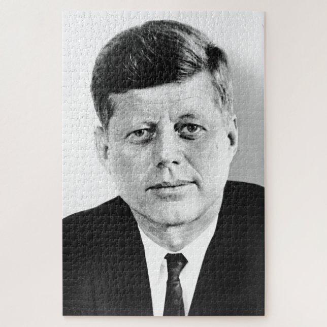 JFK John F. Kennedy Black & White Jigsaw Puzzle (Vertical)