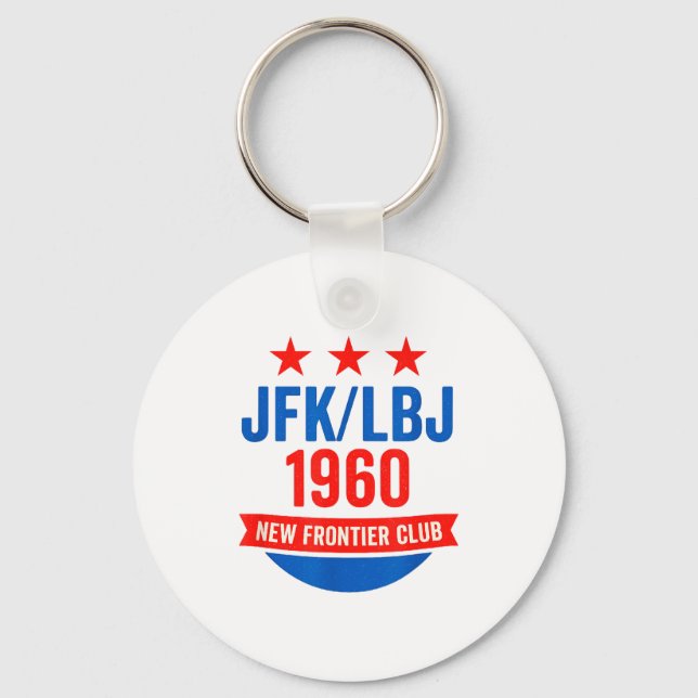 Jfk Lbj 1960 New Frontier John F Kennedy Campaign  Keychain (Front)