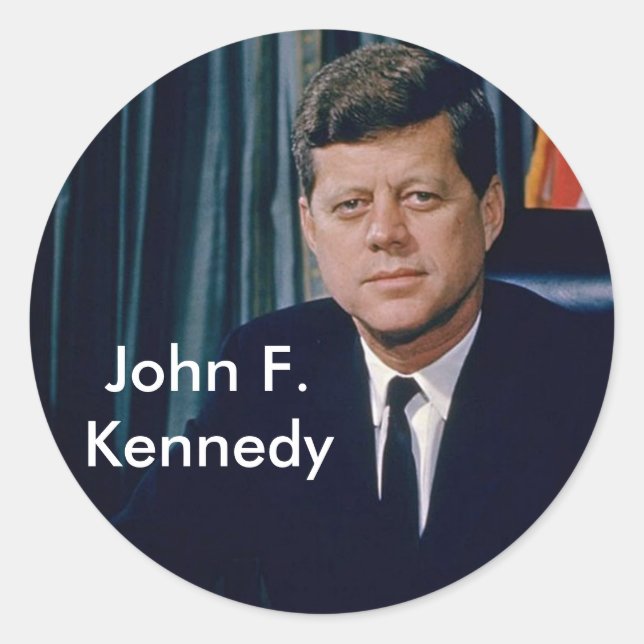 JFK official portrait from public domain Classic Round Sticker (Front)