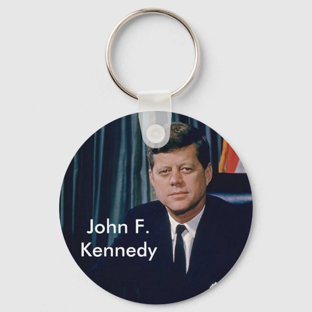 JFK official portrait from public domain Keychain (Front)