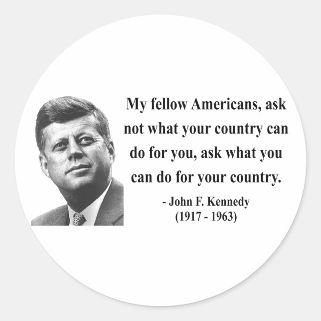 JFK Quote 3b Classic Round Sticker (Front)