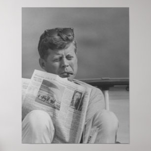 JFK Relaxing Outside Poster