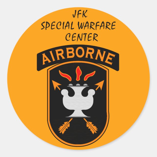 JFK SPECIAL WARFARE CENTER CLASSIC ROUND STICKER (Front)