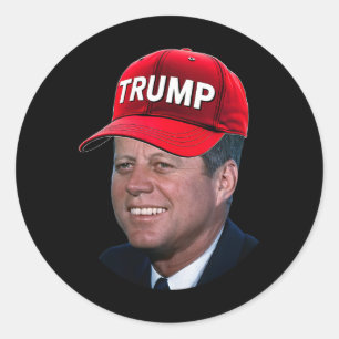 Jfk Wearing Trump Hat Funny John F Kennedy Meme Gr Classic Round Sticker