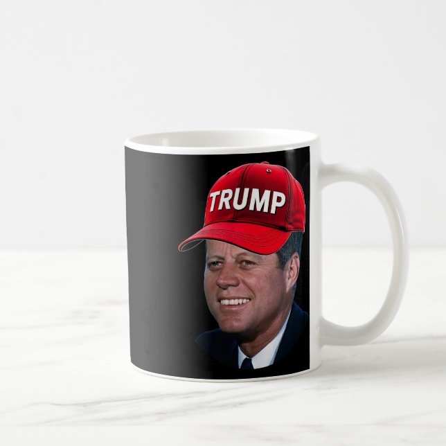 Jfk Wearing Trump Hat Funny John F Kennedy Meme Gr Coffee Mug (Right)