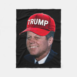Jfk Wearing Trump Hat Funny John F Kennedy Meme Gr Fleece Blanket