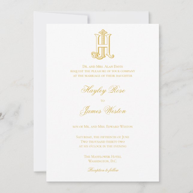 JH Monogramme ou HJ Monogramme Invitations de mari (Devant)