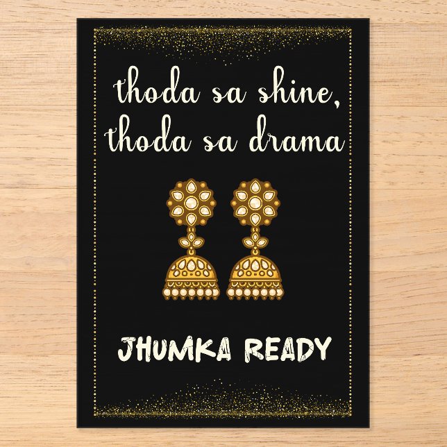 jhumka desi wedding sign acrylic invitations (Front)