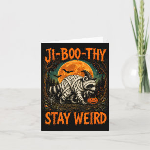 Ji-Boo-Thy Funny Jimothy Raccoon Witch Halloween Card