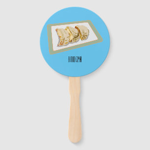 Jiaozi / Chinese dumplings cartoon illustration Hand Fan