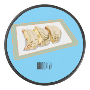 Jiaozi / Chinese dumplings cartoon illustration Hockey Puck