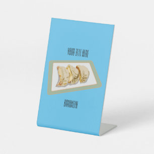 Jiaozi / Chinese dumplings cartoon illustration Pedestal Sign