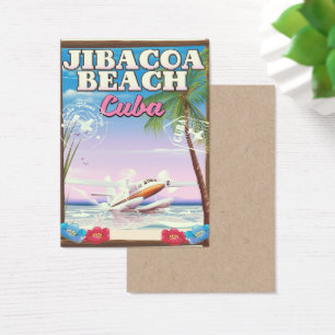 Jibacoa beach Cuba travel poster