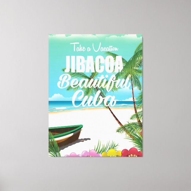 Jibacoa beach Cuba travel poster Canvas Print (Front)