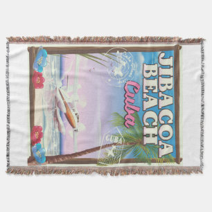 Jibacoa beach Cuba travel poster Throw Blanket