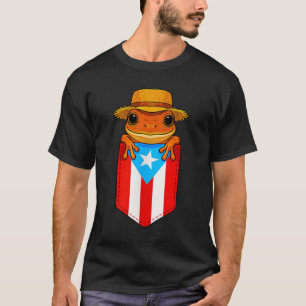Jibaro Coqui Frog Puerto Rico Flag Boricua Pocket  T-Shirt