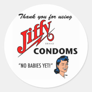 Jiffy Brand Condom Gear! Classic Round Sticker