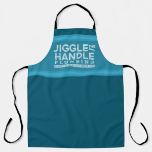 Jiggle the Handle Plumbing White Gfx Blue Stripes Apron
