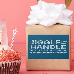 Jiggle the Handle Plumbing White Gfx Teal BG Sticker