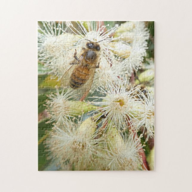 JIGSAW. HONEY BEE & SUGAR GUM FLOWERS. DECOR JIGSAW PUZZLE (Vertical)