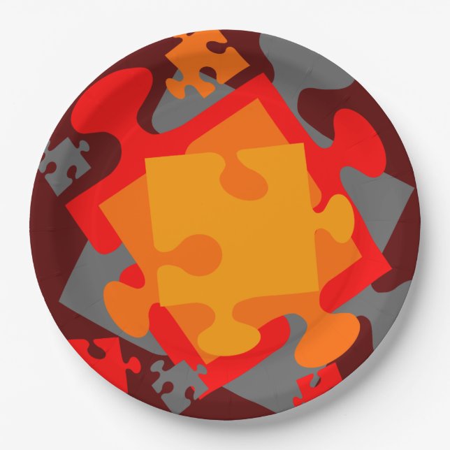 Jigsaw Jumble Paper Plate (Front)