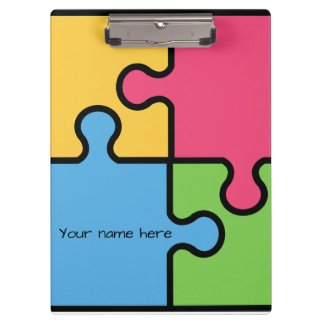 Jigsaw pattern with editable name clipboard