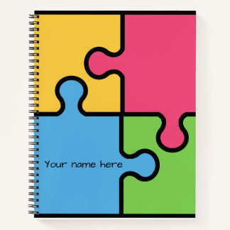 Jigsaw pattern with editable name notebook
