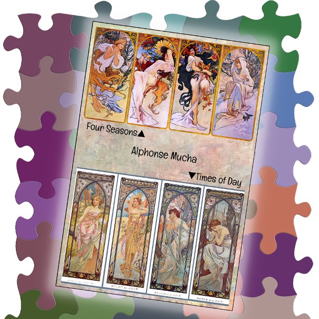 JIGSAW PUZZLE - 4 saisons / Heures du jour - Mucha (Créateur téléchargé)