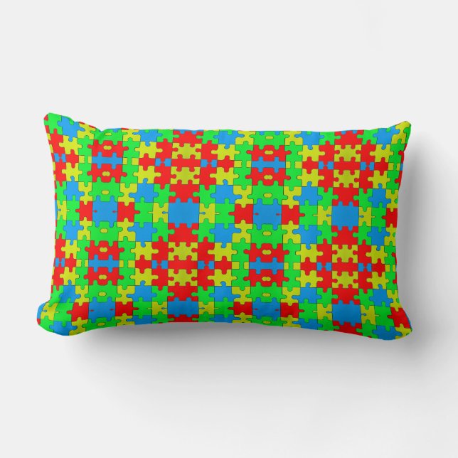Jigsaw Puzzle Collage Lumbar Pillow (Front)