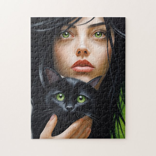 JIGSAW PUZZLE DE LA FILLE ET DU CHAT (Vertical)