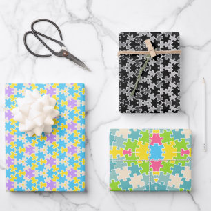 Jigsaw Puzzle Enveloppement papier ensemble de 3