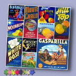 JIGSAW PUZZLE - Gasparilla - Produce Crate Labels<br><div class="desc">A large 20 inch square Jigsaw Puzzle combining 10 images of Vintage Produce Crate Labels into one large image collage. ►This puzzle is available only in the 20x20 inch size with 676 pieces. ►►The yellow background colour which appears as the separator between images and also around the edge is the...</div>