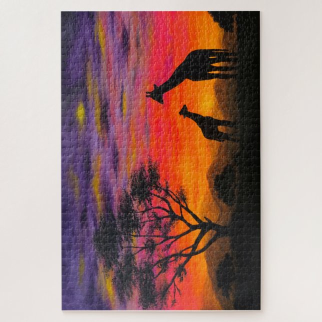 Jigsaw Puzzle - "Giraffe Sunset" (Vertical)