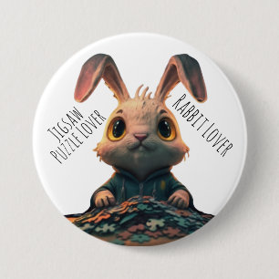 Jigsaw puzzle lover and Rabbit lovers 3 Inch Round Button