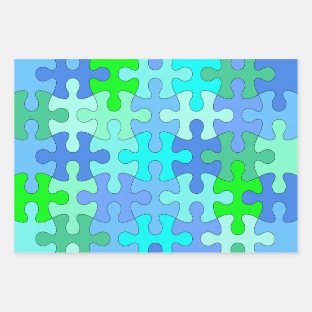 Jigsaw Puzzle Lovers Wrapping Paper Set (Front)