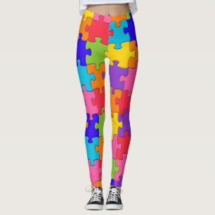 Jigsaw Puzzle pattern - Multicolor Pieces Leggings